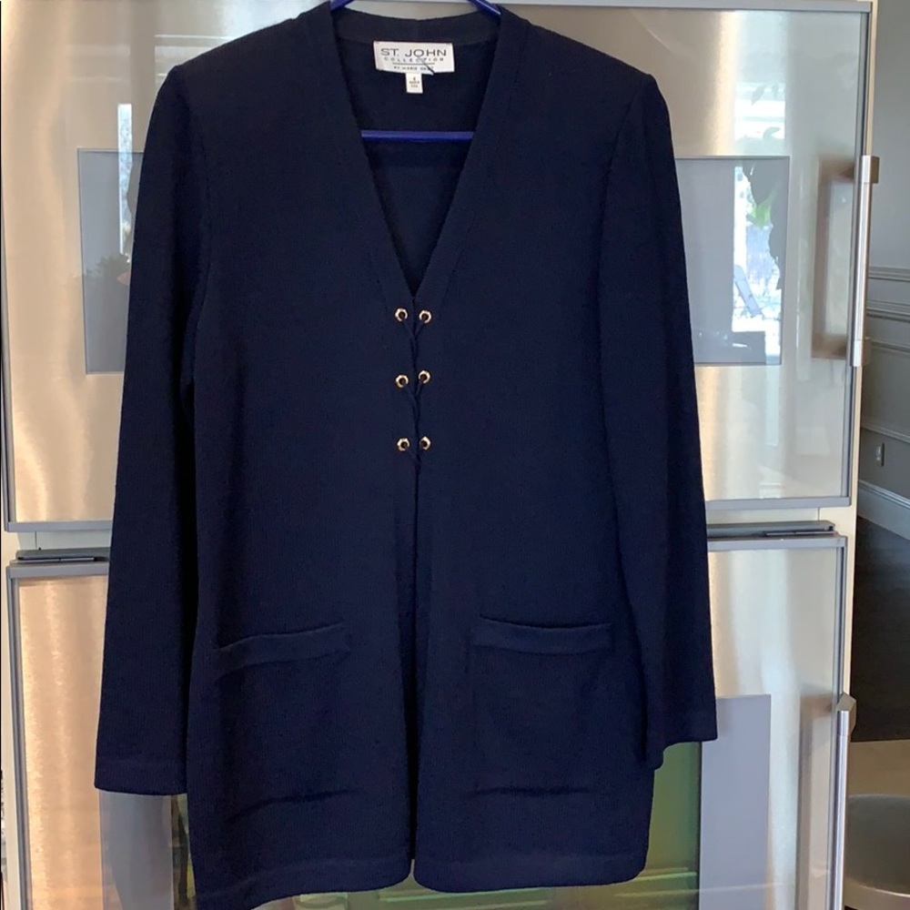 St. John Navy Cardigan Sweater